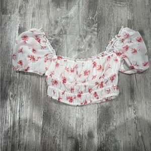 Princess Polly White and Pink Floral Crop Top